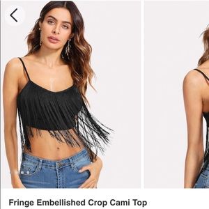 fringe embellished cami crop top